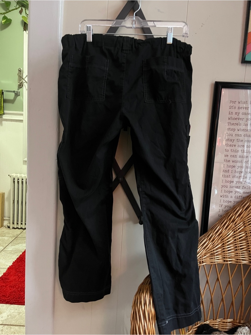 Dickies Black Wide Leg Flare Cargo Jeans with Drawstring - Picture 8 of 10